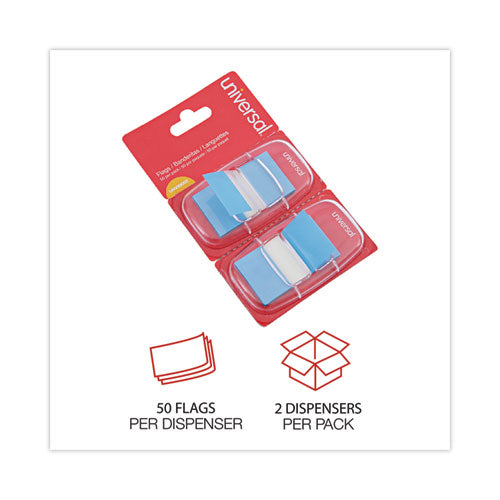 Image of Universal® Page Flags, Blue, 50 Flags/dispenser, 2 Dispensers/pack