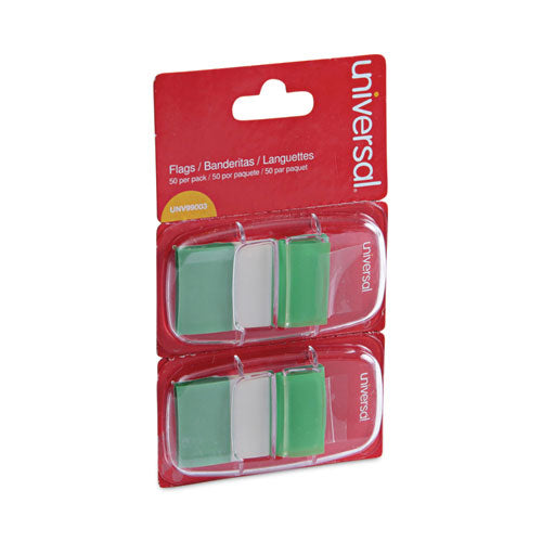 Image of Universal® Page Flags, Green, 50 Flags/dispenser, 2 Dispensers/pack