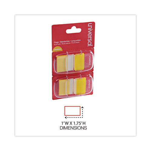Image of Universal® Page Flags, Yellow, 50 Flags/dispenser, 2 Dispensers/pack