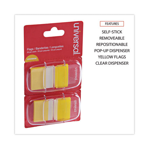 Image of Universal® Page Flags, Yellow, 50 Flags/dispenser, 2 Dispensers/pack