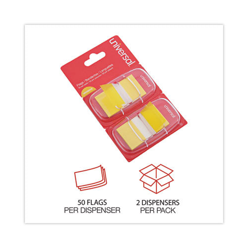 Image of Universal® Page Flags, Yellow, 50 Flags/dispenser, 2 Dispensers/pack