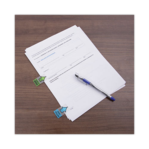 Image of Universal® Deluxe Message Arrow Flags, "sign And Date", Green, 100/pack
