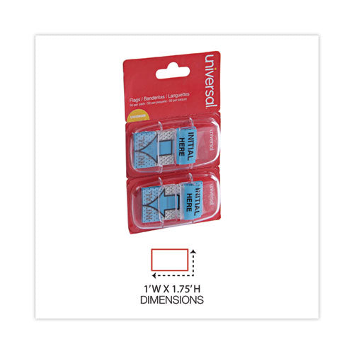 Image of Universal® Deluxe Message Arrow Flags, "Initial Here", Blue, 100/Pack