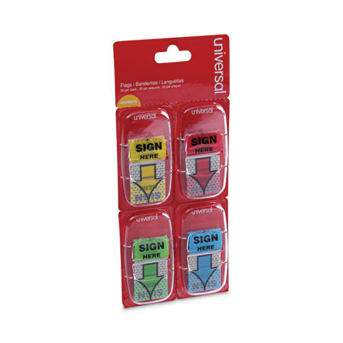 Image of Universal® Deluxe Message Arrow Flags, "sign Here", Assorted Colors, 120/pack