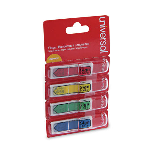 Image of Universal® Deluxe Message Arrow Flags, "sign Here", Assorted Colors, 120/pack