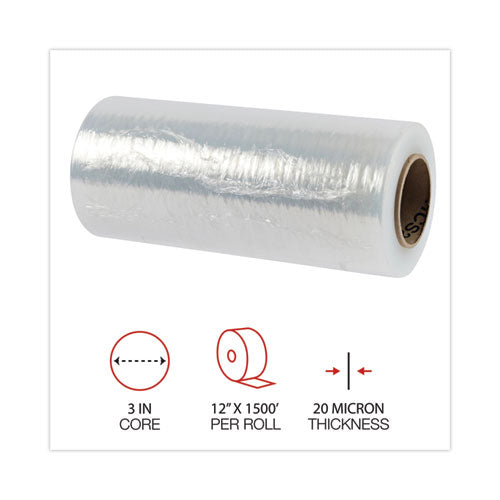 Image of Universal® Handwrap Stretch Film, 12" x 1,500 ft Roll, 20 mic (80-Gauge), Clear, 4/Carton
