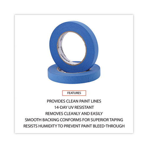 Image of Universal® Premium Blue Masking Tape With Uv Resistance, 3" Core, 18 Mm X 54.8 M, Blue, 2/pack