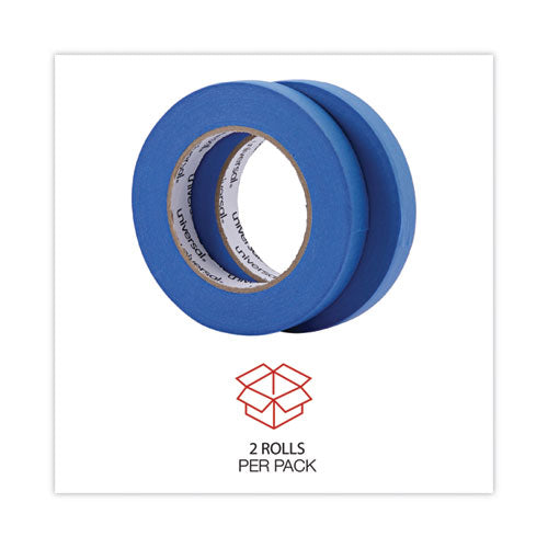 Image of Universal® Premium Blue Masking Tape With Uv Resistance, 3" Core, 18 Mm X 54.8 M, Blue, 2/pack