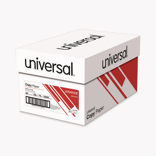 Image of Universal® Copy Paper, 92 Bright, 20 lb Bond Weight, 8.5 x 11, White, 500 Sheets/Ream, 10 Reams/Carton