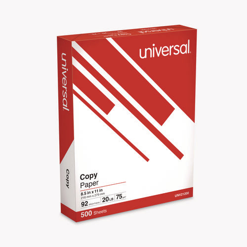 Image of Universal® Copy Paper, 92 Bright, 20 lb Bond Weight, 8.5 x 11, White, 500 Sheets/Ream, 10 Reams/Carton