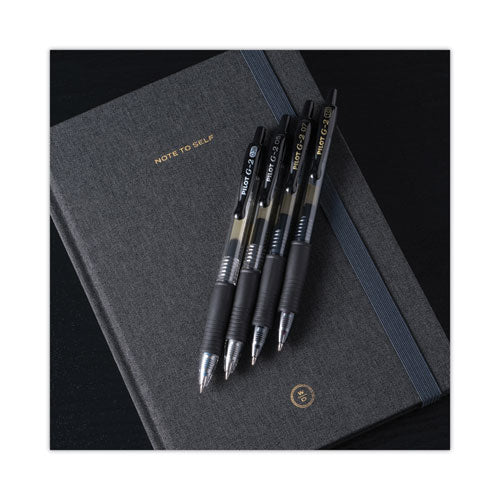 Image of Pilot® G2 Premium Gel Pen, Retractable, Bold 1 mm, Black Ink, Smoke/Black Barrel, Dozen