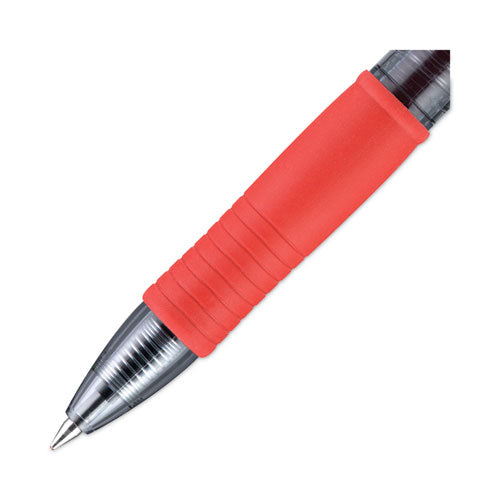 Image of Pilot® G2 Premium Gel Pen, Retractable, Fine 0.7 mm, Red Ink, Smoke/Red Barrel, Dozen