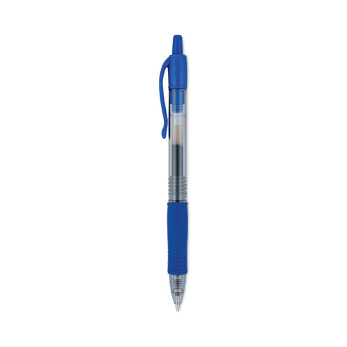 Image of Pilot® G2 Premium Gel Pen, Retractable, Fine 0.7 mm, Blue Ink, Smoke/Blue Barrel, 12/Pack