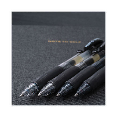 Image of Pilot® G2 Premium Gel Pen, Retractable, Fine 0.7 mm, Black Ink, Smoke/Black Barrel, Dozen