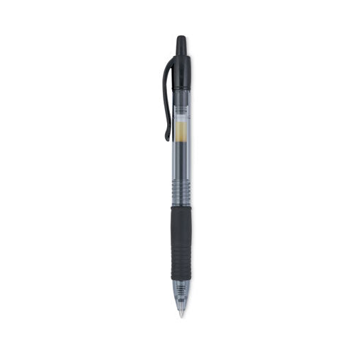 Image of Pilot® G2 Premium Gel Pen, Retractable, Fine 0.7 mm, Black Ink, Smoke/Black Barrel, Dozen