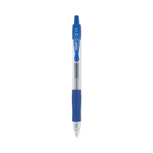 Image of Pilot® G2 Premium Gel Pen, Retractable, Extra-Fine 0.5 mm, Blue Ink, Smoke/Blue Barrel, Dozen