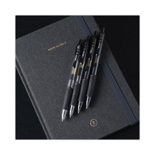 Image of Pilot® G2 Premium Gel Pen, Retractable, Extra-Fine 0.5 mm, Black Ink, Smoke/Black Barrel, Dozen
