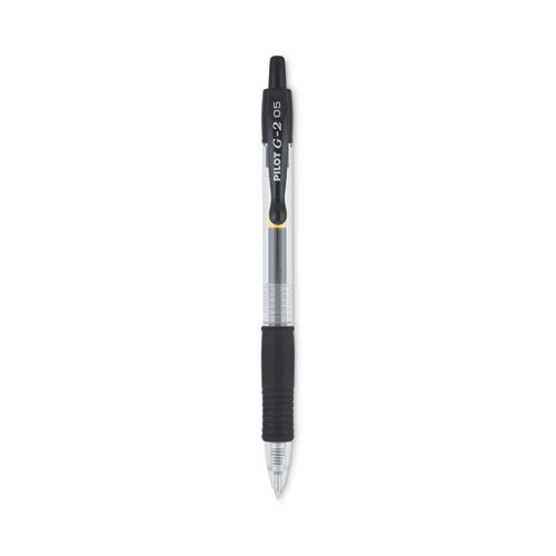 Image of Pilot® G2 Premium Gel Pen, Retractable, Extra-Fine 0.5 mm, Black Ink, Smoke/Black Barrel, Dozen