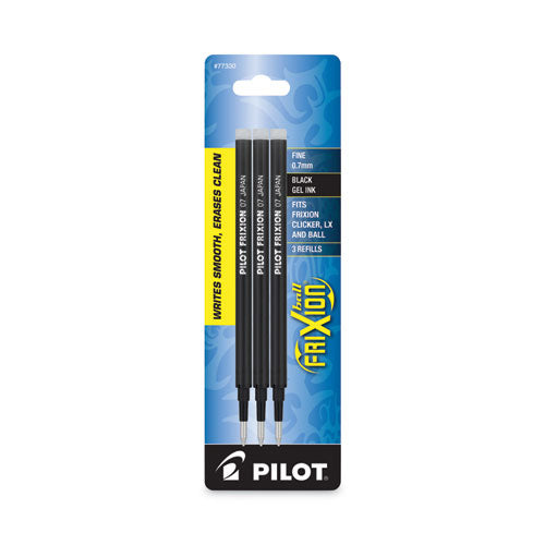 Image of Pilot® Refill For Pilot Frixion Erasable, Frixion Ball, Frixion Clicker And Frixion Lx Gel Ink Pens, Fine Tip, Black Ink, 3/pack