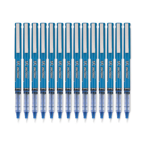 Image of Pilot® Precise V5 Rollerball Pen, Stick, Extra-Fine 0.5 mm, Blue Ink, Blue/Clear Barrel, Dozen