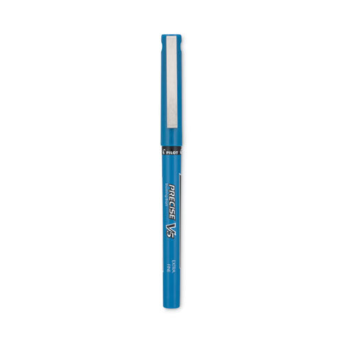 Image of Pilot® Precise V5 Rollerball Pen, Stick, Extra-Fine 0.5 mm, Blue Ink, Blue/Clear Barrel, Dozen