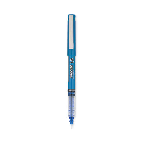 Image of Pilot® Precise V5 Rollerball Pen, Stick, Extra-Fine 0.5 mm, Blue Ink, Blue/Clear Barrel, Dozen