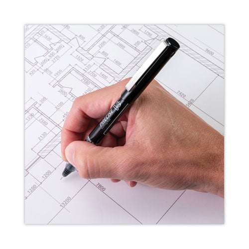 Image of Pilot® Precise V5 Rollerball Pen, Stick, Extra-Fine 0.5 mm, Black Ink, Black/Clear Barrel, Dozen