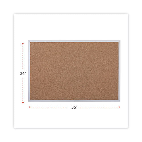 Image of Universal® Cork Bulletin Board, 36" x 24", Tan Surface, Satin Aluminum Frame