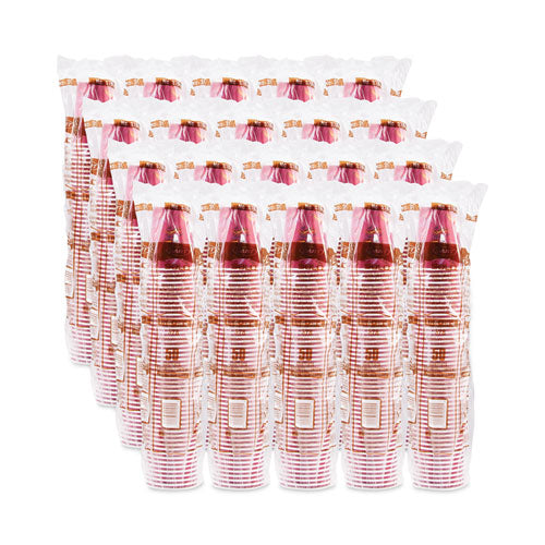 Image of SOLO® Paper Hot Drink Cups in Bistro Design, 8 oz, Maroon, 50/Bag, 20 Bags/Carton