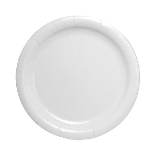 Image of SOLO® Bare Eco-Forward Clay-Coated Paper Dinnerware, ProPlanet Seal, Plate, 9" dia, White, 500/Carton