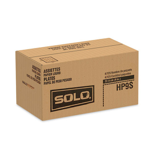 Image of SOLO® Bare Eco-Forward Clay-Coated Paper Dinnerware, ProPlanet Seal, Plate, 9" dia, White, 500/Carton