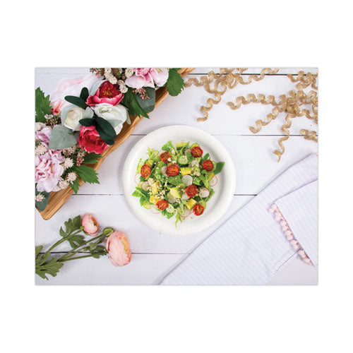 Image of SOLO® Bare Eco-Forward Clay-Coated Paper Dinnerware, ProPlanet Seal, Plate, 9" dia, White, 500/Carton