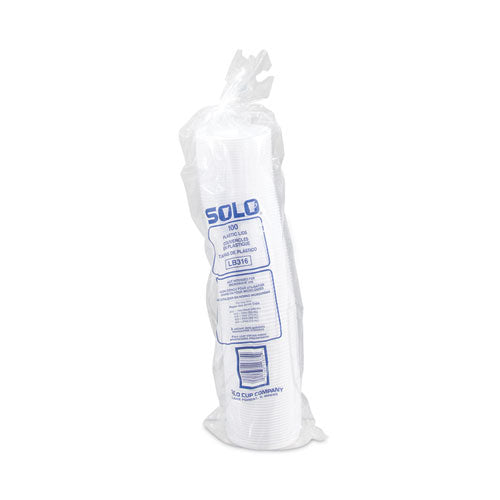 Image of SOLO® Lift Back and Lock Tab Lids for Paper Cups, Fits 10 oz to 24 oz Hot Cups, Plastic, White, 100/Sleeve, 10 Sleeves/Carton