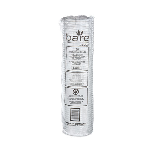 Image of SOLO® Bare Eco-Forward RPET Deli Container Lids, Recessed Lid, Fits 8 oz Containers, Clear, Plastic, 50/Pack, 10 Packs/Carton