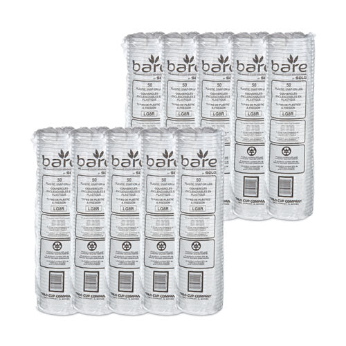 Image of SOLO® Bare Eco-Forward RPET Deli Container Lids, Recessed Lid, Fits 8 oz Containers, Clear, Plastic, 50/Pack, 10 Packs/Carton