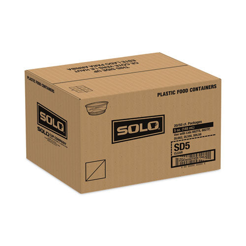 Image of SOLO® SoloServe Dome Cup Lids, Fits 5 oz to 8 oz Containers, Plastic, Clear, 50/Pack, 20 Packs/Carton