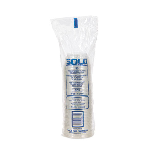 Image of SOLO® SoloServe Dome Cup Lids, Fits 5 oz to 8 oz Containers, Plastic, Clear, 50/Pack, 20 Packs/Carton