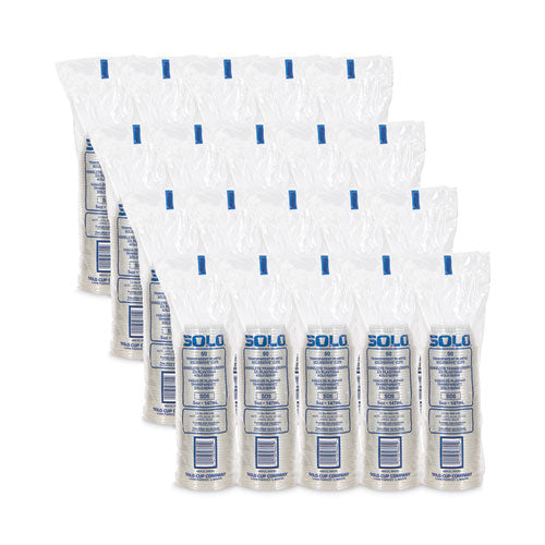 Image of SOLO® SoloServe Dome Cup Lids, Fits 5 oz to 8 oz Containers, Plastic, Clear, 50/Pack, 20 Packs/Carton