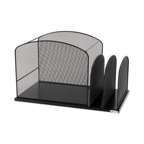 Image of Safco® Onyx Mesh Desktop Hanging File With Two Upright Sections, 3 Sections, Letter Size, 11.5" Long, Black