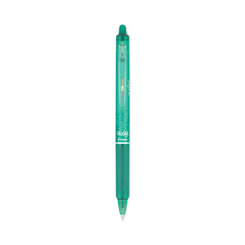 Image of Pilot® Frixion Clicker Erasable Gel Pen, Retractable, Fine 0.7 Mm, Green Ink, Green Barrel, Dozen