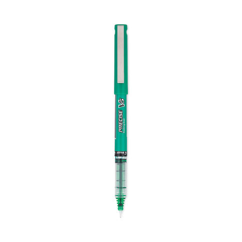 Image of Pilot® Precise V5 Rollerball Pen, Stick, Extra-Fine 0.5 mm, Green Ink, Green/Clear Barrel, Dozen
