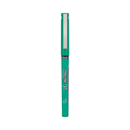Image of Pilot® Precise V5 Rollerball Pen, Stick, Extra-Fine 0.5 mm, Green Ink, Green/Clear Barrel, Dozen