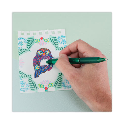Image of Pilot® Frixion Clicker Erasable Gel Pen, Retractable, Fine 0.7 Mm, Green Ink, Green Barrel, Dozen