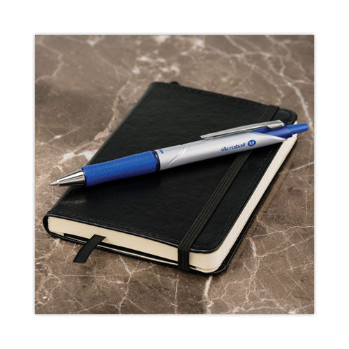 Image of Pilot® Acroball Pro Advanced Ink Hybrid Gel Pen, Retractable, Medium 1 mm, Blue Ink, Silver/Blue Barrel, Dozen