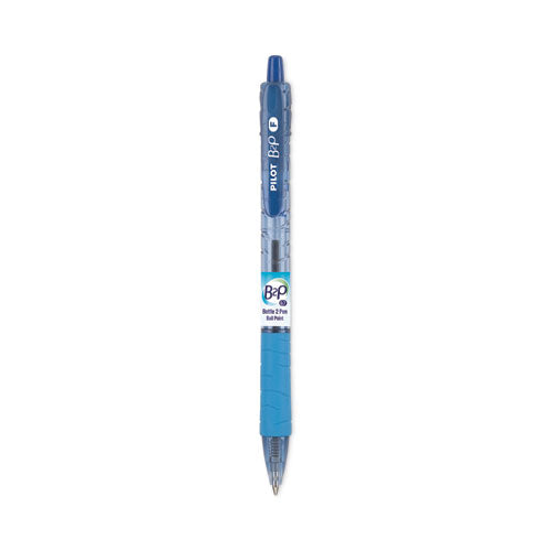 Image of Pilot® B2p Bottle-2-Pen Recycled Ballpoint Pen, Retractable, Fine 0.7 Mm, Blue Ink, Translucent Blue Barrel, Dozen