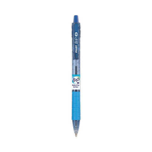 Image of Pilot® B2p Bottle-2-Pen Recycled Ballpoint Pen, Retractable, Medium 1 Mm, Blue Ink, Translucent Blue Barrel, Dozen