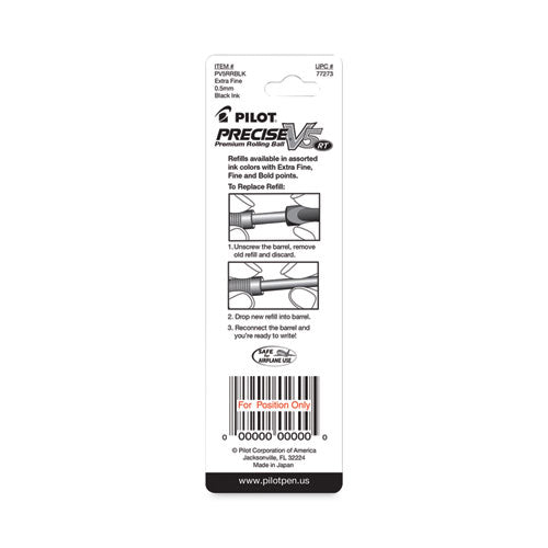 Image of Pilot® Refill For Pilot Precise V5 Rt Rolling Ball, Extra-Fine Conical Tip, Black Ink, 2/pack
