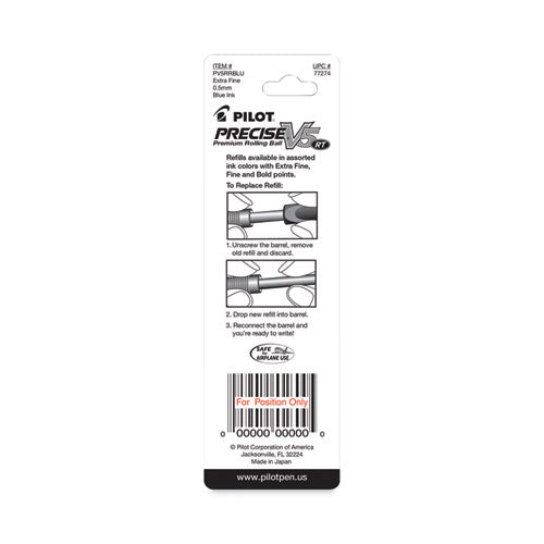 Image of Pilot® Refill For Pilot Precise V5 Rt Rolling Ball, Extra-Fine Conical Tip, Blue Ink, 2/pack