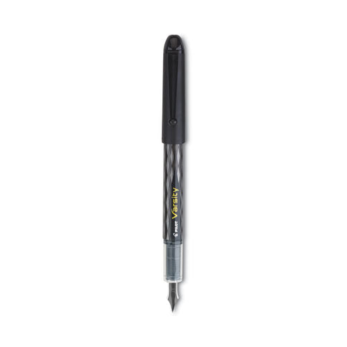 Image of Pilot® Varsity Fountain Pen, Medium 1 mm, Black Ink, Clear/Black Barrel