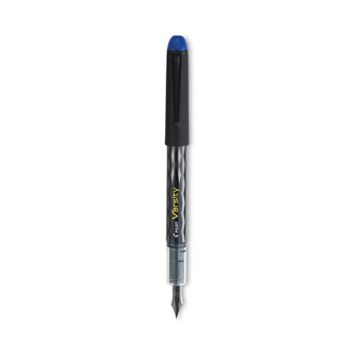 Image of Pilot® Varsity Fountain Pen, Medium 1 mm, Blue Ink, Clear/Black/Blue Barrel